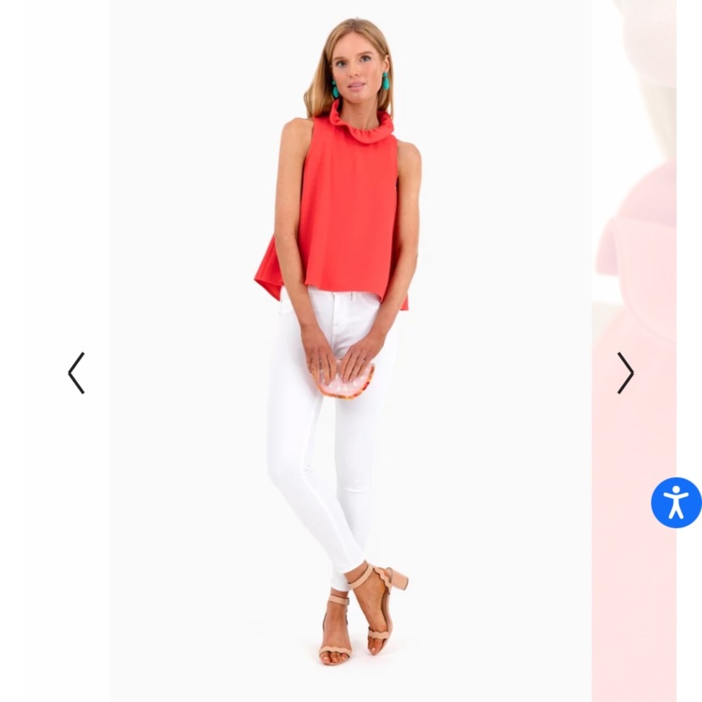 Tuckernuck Coral Ruffle neck top